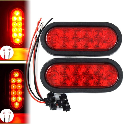 6inch oval red led truck - red,